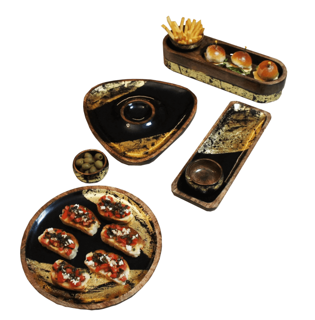 Image of Handcrafted Mangowood Serving Set